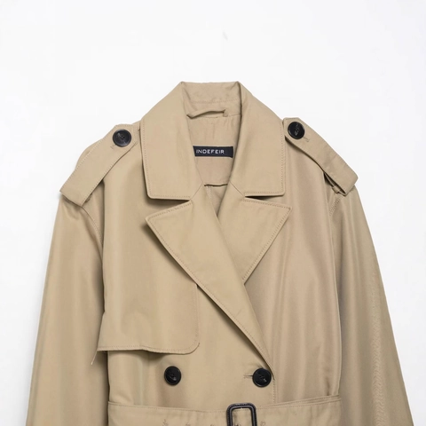 Dames Klassieke Double-breasted Trenchcoat Met Riem Britse Stijl Effen Kleur Lange Mouw Windjack Voor Dagelijks Kantoor