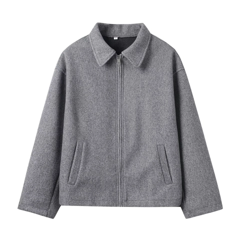 Giacca da Donna Casual Larga Effetto Lana Revers Cerniera Tinta Unita Manica Lunga Cappotto Con Tasche Autunno Inverno Capispalla