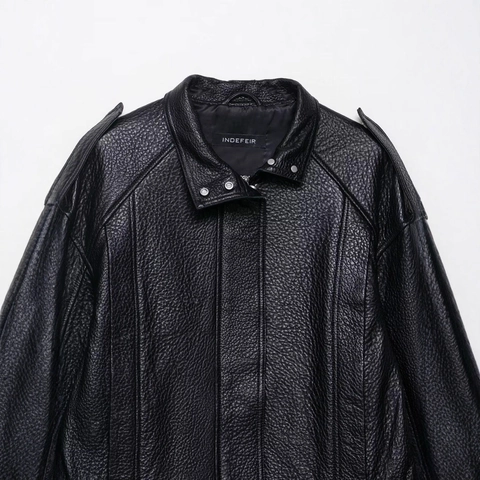Dames Vintage Zwart PU Leer Moto Jas Asymmetrische Rits Revers Bomberjack Met Epauletten Lychee Textuur Mode Outwear