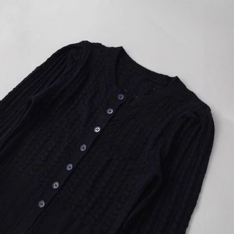 Cardigan en Tricot pour Femme Col Rond Manches Longues Mélange de Laine d'Alpaga Couleur Unie Boutonnage Simple Sweaters