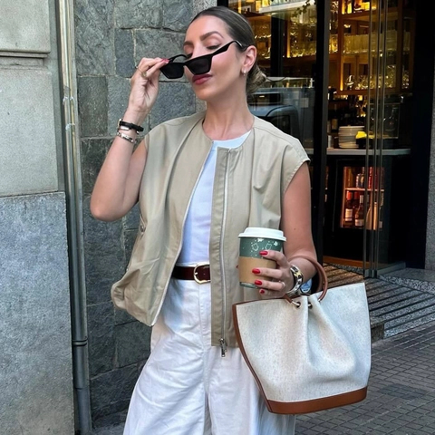 Damen Casual Rundhals Reißverschluss Weste Ärmellos Outdoor Weste Jacke Mit Taschen Locker Streetwear Oberbekleidung Top