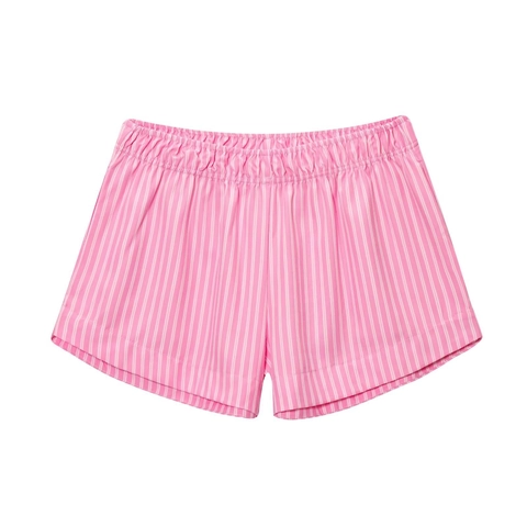 Pantaloncini da Donna Casual a Vita Alta in Popeline a Righe Estivi Larghi Gamba Dritta Pantaloni del Pigiama per Casa