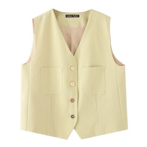 Women Elegant Two Piece Set V Neck Button Vest And High Waist Shorts Casual Solid Color Suit Summer Outfit