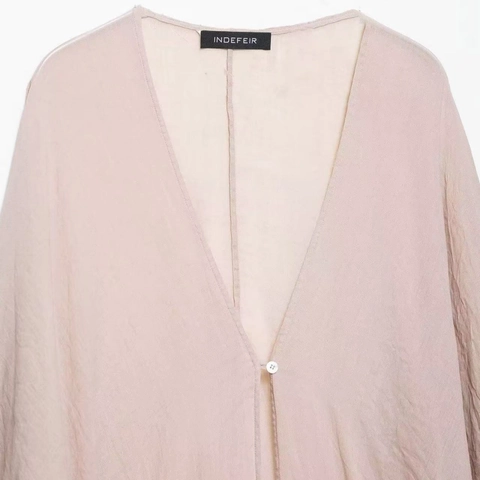 Damen Elegant V-Ausschnitt Lange Bluse Top Fledermausärmel Locker Spleißen Polyester Ramie Textur Casual Hemd Für Sommer Alltag