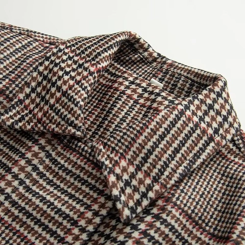 Giacca Bomber Donna Vintage Pied De Poule a Quadri Comoda Imbottita Trapuntata Cappotto Con Revers Manica Lunga Orlo a Costine Capispalla Autunno Inverno