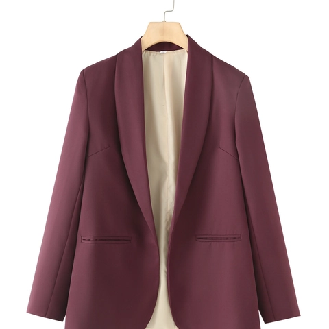 Giacca Blazer da Donna con Collo a Scialle Aperta Davanti Manica Lunga Tinta Unita Cappotto da Ufficio Casual Slim Fit