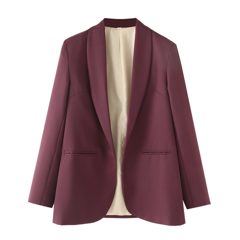 Damen Casual Schalkragen Blazer Langarm Offene Front Büro Lady Einfarbig Anzugjacke Mit Taschen Mode Oberbekleidung