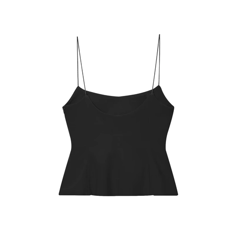 Κομψή Γυναικεία Καμισόλα Peplum με Τιράντες Spaghetti Μονόχρωμη Slim Fit Αμάνικη Satin Finish Tank Top για Πάρτι