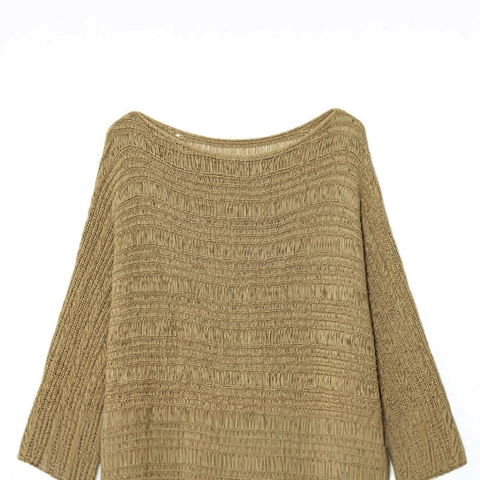 Women's Hollow-Out Knit Sweater Boat Neck Long Sleeve Loose Crochet Top Casual Open-Knit Streetwear Pullover Solid Color Jumper