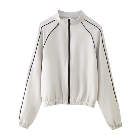 Conjunto Deportivo Casual para Mujer Chaqueta con Cremallera Cuello Alto Y Pantalones de Pierna Ancha Raya Otoño Chándal