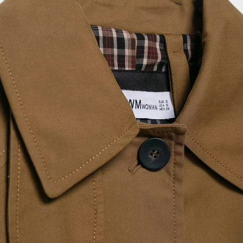 Trench Lungo Cachi Elegante da Donna Con Revers Monopetto Fodera a Quadri Casual Giacca a Vento Sciolta