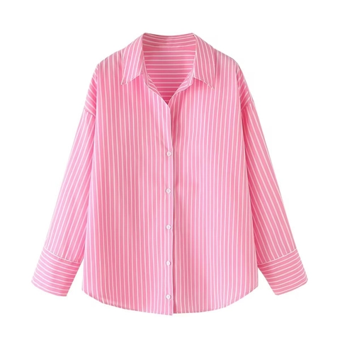 Damen Casual Reine Baumwolle Gestreiftes Langarmhemd Revers Knöpfe Bluse Top Für Tägliche Büro Pendler Mode Komfort