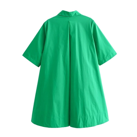 Damen Casual Kurzarm Hemdkleid A-Linie Lockere Passform Baumwollmischung Midi Kleid Mit Taschen Büro Alltag