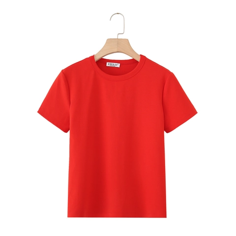 Γυναικείο Casual T-Shirt με Στρογγυλή Λαιμόκοψη και Κοντό Μανίκι από Μείγμα Βαμβακιού Μονόχρωμο Ριγέ Στενή Εφαρμογή Καλοκαίρι