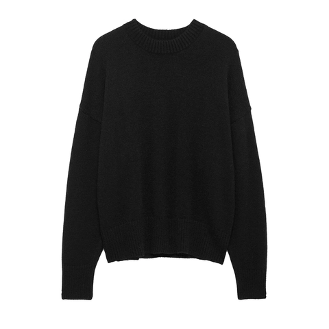 Maglione a Maglia da Donna Casual Girocollo Manica Lunga Spalla Cadente Tinta Unita Pullover con Bordi a Costine Moda Autunno Inverno
