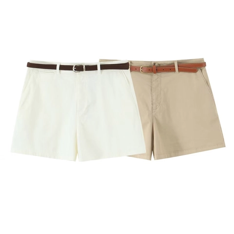 Damen High Waist Casual Shorts Mit Gürtel Sommer Einfarbig Falten Gerade Bein Shorts Büro Pendeln Hot Pants