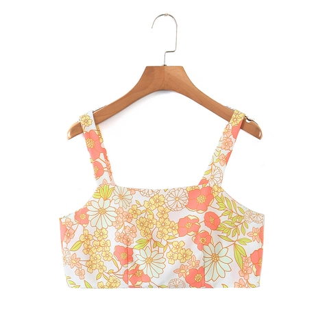 Damen Sommer Chiffon Blumendruck Zweiteiler Crop Cami Top Und Hohe Taille A-Linie Maxirock Urlaub Streetwear Outfits