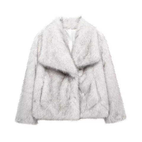 Women's Elegant Faux Fur Coat Fashion Shaggy Warm Winter Jacket Soft Polyester Overcoat Solid Color Casual Outerwear For Women