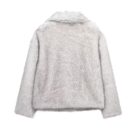 Women's Elegant Faux Fur Coat Fashion Shaggy Warm Winter Jacket Soft Polyester Overcoat Solid Color Casual Outerwear For Women
