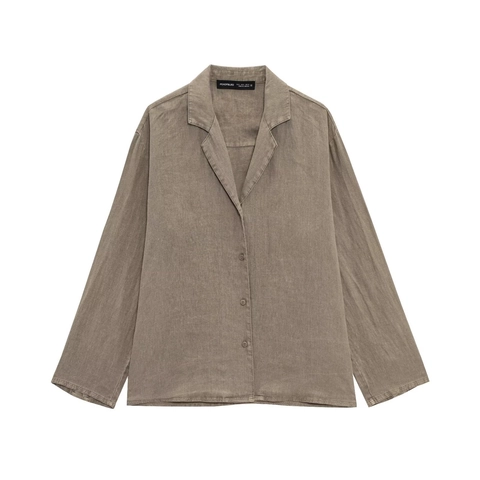 Women's Elegant Linen Blend Shirt Shorts Outfit Long Sleeve Lapel Button Up Top Elastic Waist Shorts Loose Casual Set