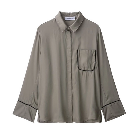 Women Satin Shirt And Trousers Set Elegant Long Sleeve Button Up Top And Wide Leg Pants Loungewear Casual Two Piece Outfits