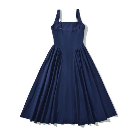 Vestido Midi Elegante para Mujer Cuello Cuadrado Sin Mangas Sexy Espalda Descubierta Plisado Línea A Color Sólido Fiesta