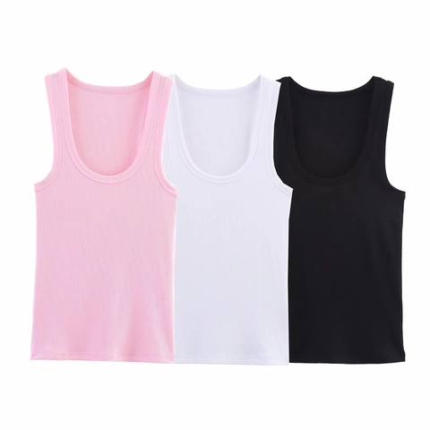 Women's Casual Ribbed Knit Tank Top Slim Fit U-Neck Sleeveless Basic Solid Color Summer Vest Top For Ladies
