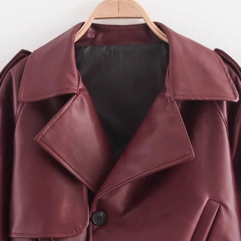 Women Faux Leather Moto Biker Jacket Lapel Single Button Short Coat Streetwear Fashion Solid Color PU Jacket Outerwear