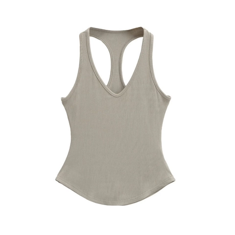 Women's Sexy V-Neck Racerback Tank Top Ribbed Sleeveless Slim Fit Solid Color Summer Casual Streetwear Fashion Base Layer Top