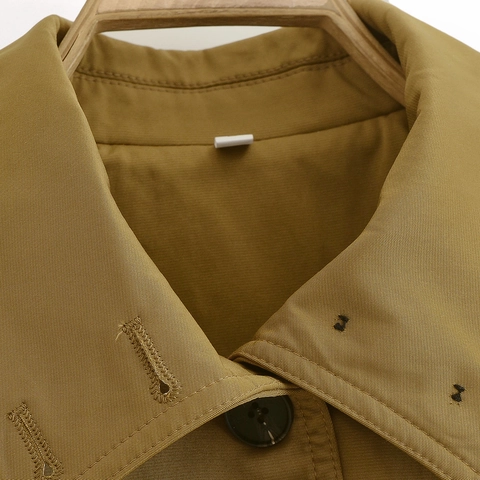 Women Casual Solid Color Lapel Short Jacket With Shoulder Epaulettes Pleats Loose Long Sleeve Workwear Style Button Coat