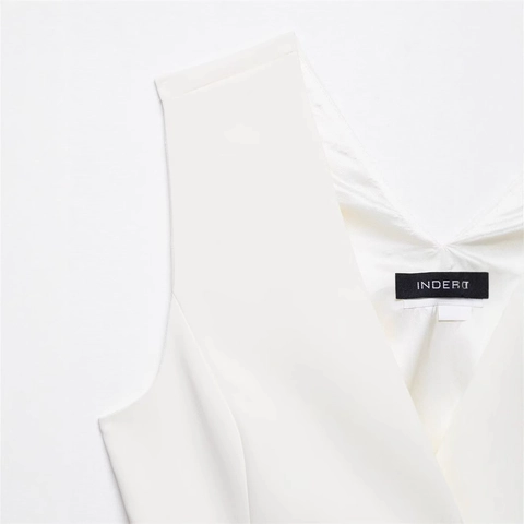 Women's Casual White Asymmetric Hem Vest V Neck Sleeveless Double Breasted Waistcoat Streetwear Spring Fashion Tops