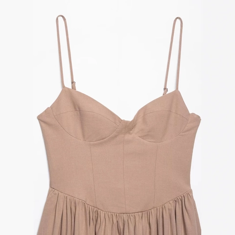 Women Summer Elegant Pleated Backless Midi Dress Spaghetti Strap Heart Neckline Slim Fit A-Line Solid Color Fashion Party Dress