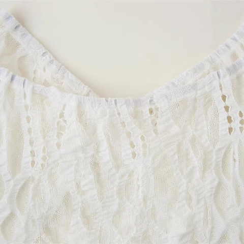 Elegante Witte Kant Midi Jurk V-Hals Ruffle Schouderband Gelaagde Taart Rok Onregelmatige Zoom Zomer Feestjurk Dames