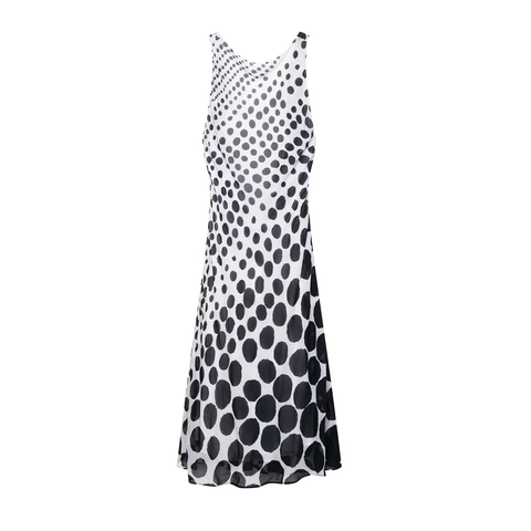 Vestito Maxi a Pois Senza Maniche da Donna Collo a Cappuccio Linea ad A Vita Alta Elegante Casual Abito da Festa