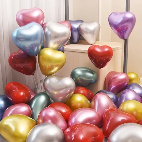 Palloncini in Lattice a Forma di Cuore da 10 Pollici Metallizzati Macaron Opachi Romantici Decorazione per Matrimonio San Valentino