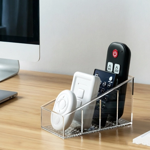 Clear Plastic Desktop Organizer Multi Compartment Divided Storage Box For Cosmetics Tea Bags Stationery Office Bathroom