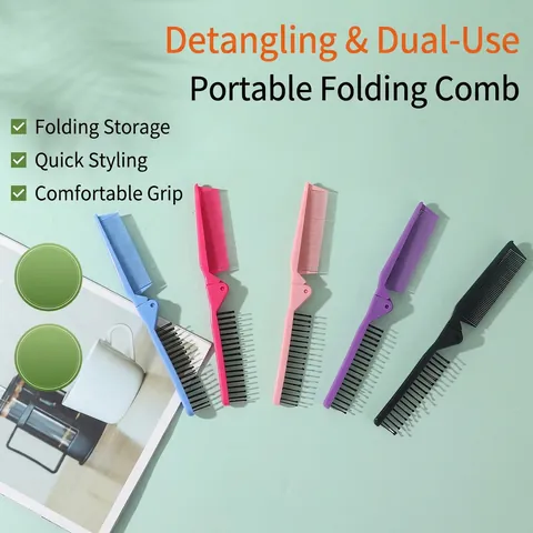 Draagbare Opvouwbare Haarkam ABS Kunststof Nylon Dubbel Doel Reis Zakborstel Styling Tool Dagelijkse Verzorging