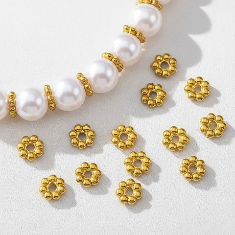 Stainless Steel Snowflake Flower Spacer Beads Gold Plated DIY Jewelry Making Findings Bracelet Necklace Craft Accessories