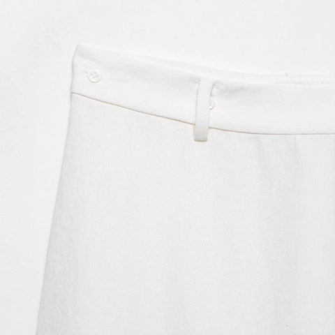 Women Asymmetric High Waist Skirt Elegant Minimalist Solid Ivory White Ruched Long A-Line Skirt For Office Dating Daily Wear