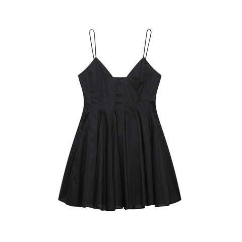 Vestido Mini Sexy de Tirantes Finos con Cuello en V para Mujer Elegante de Verano Color Sólido Línea A Plisado Vestido Corto Casual Playero