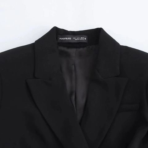 Dames Elegant Blazer Jurk Lange Mouwen V Hals Double Breasted Mini Jurk Met Riem Professioneel Kantoor Effen Kleur