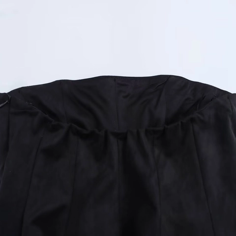 Top de Tubo Peplum Sin Tirantes Sexy para Mujer Sin Mangas Color Sólido Ajustado Textura Terciopelo Estilo Callejero Fiesta