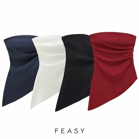 Top a Tubo Senza Spalline con Increspature da Donna Orlo Asimmetrico Tinta Unita Streetwear Festa Sexy Vestibilità Slim Poliestere Senza Maniche