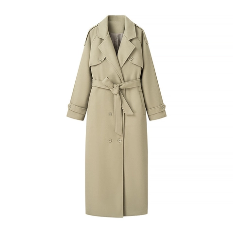 Damen Mantel Mit Großem Revers Einreihig Tailliert Wolloptik Lang Lose Passform Gespleißter Trenchcoat Für Streetwear Lässig Alltag Top