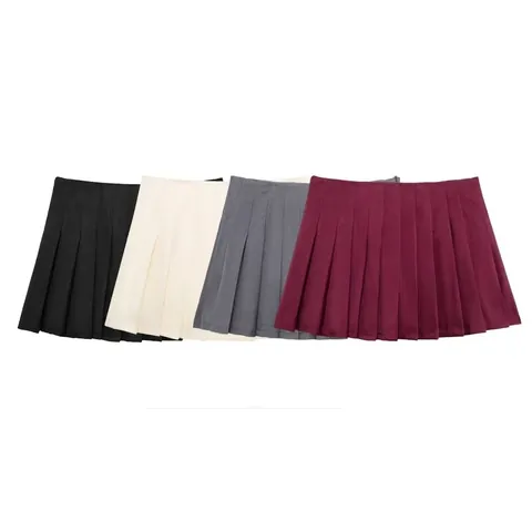 Falda Plisada de Cintura Alta para Mujer Mini Con Pantalones Cortos Incorporados Estilo Escolar Falda de Tenis Streetwear Color Sólido Falda Corta Casual