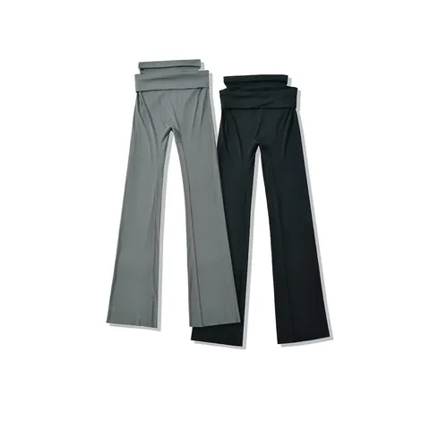 Dames High Waist Cutout Uitlopende Yogabroek Slim Fit Bell Bottom Effen Kleur Hoge Elasticiteit Casual Sportieve Leggings