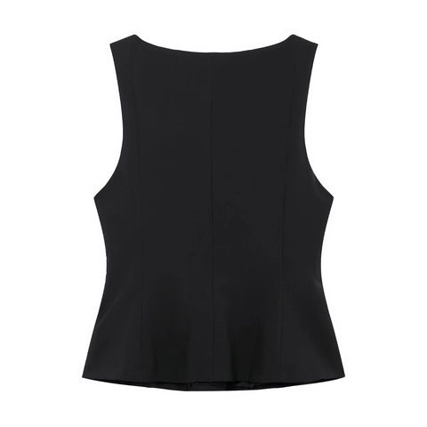Dames Slanke Pasvorm Mouwloos Peplum Top Corset Stijl Vierkante Hals Zijrits Vest Effen Kleur Streetwear Zomer Casual Tanktop