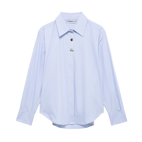 Women Elegant Striped Long Sleeve Cotton Blend Shirt Decorative Button Commuter Office Blouse Comfortable Daily Fashion Top
