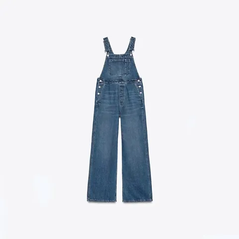 Damen Casual Denim Latzhose Hohe Taille Weites Bein Gerade Hose Jumpsuit Mit Taschen Gewaschene Jeans Latzhose Für Damen