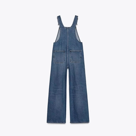 Damen Casual Denim Latzhose Hohe Taille Weites Bein Gerade Hose Jumpsuit Mit Taschen Gewaschene Jeans Latzhose Für Damen